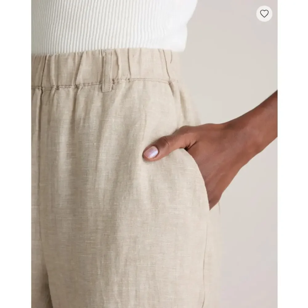 Quince 100% European Linen Pants Size L Pull On Beachy Quiet Luxury Resort Chic